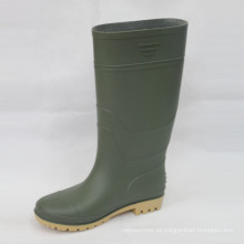 Botas de chuva de PVC (superior verde / sola amarela).